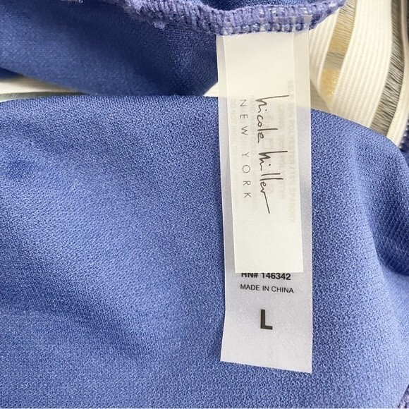 Nicole Miller Navy Floral Shimmer-Band One-Piece Swimsuit Women’s Size Large - Picture 10 of 12